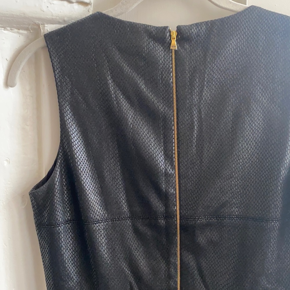 Donna Morgan Reptile Faux Leather Drop Waist Dress - Picture 8 of 9